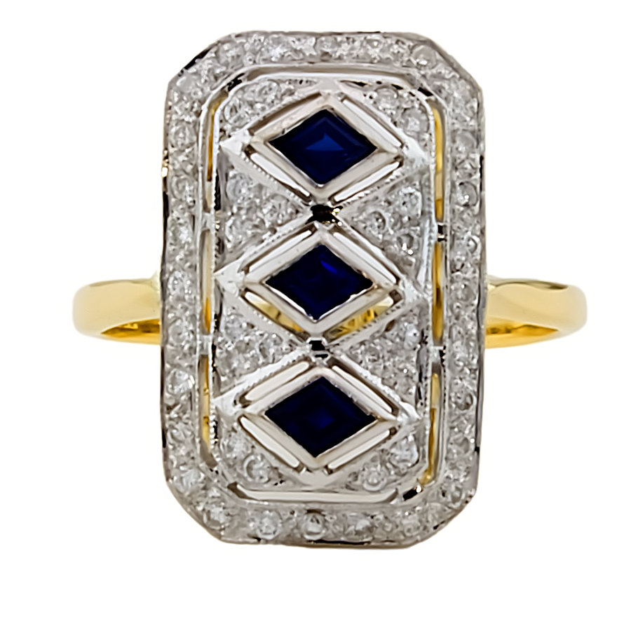 18ct gold Sapphire/Diamond Cluster Ring size P